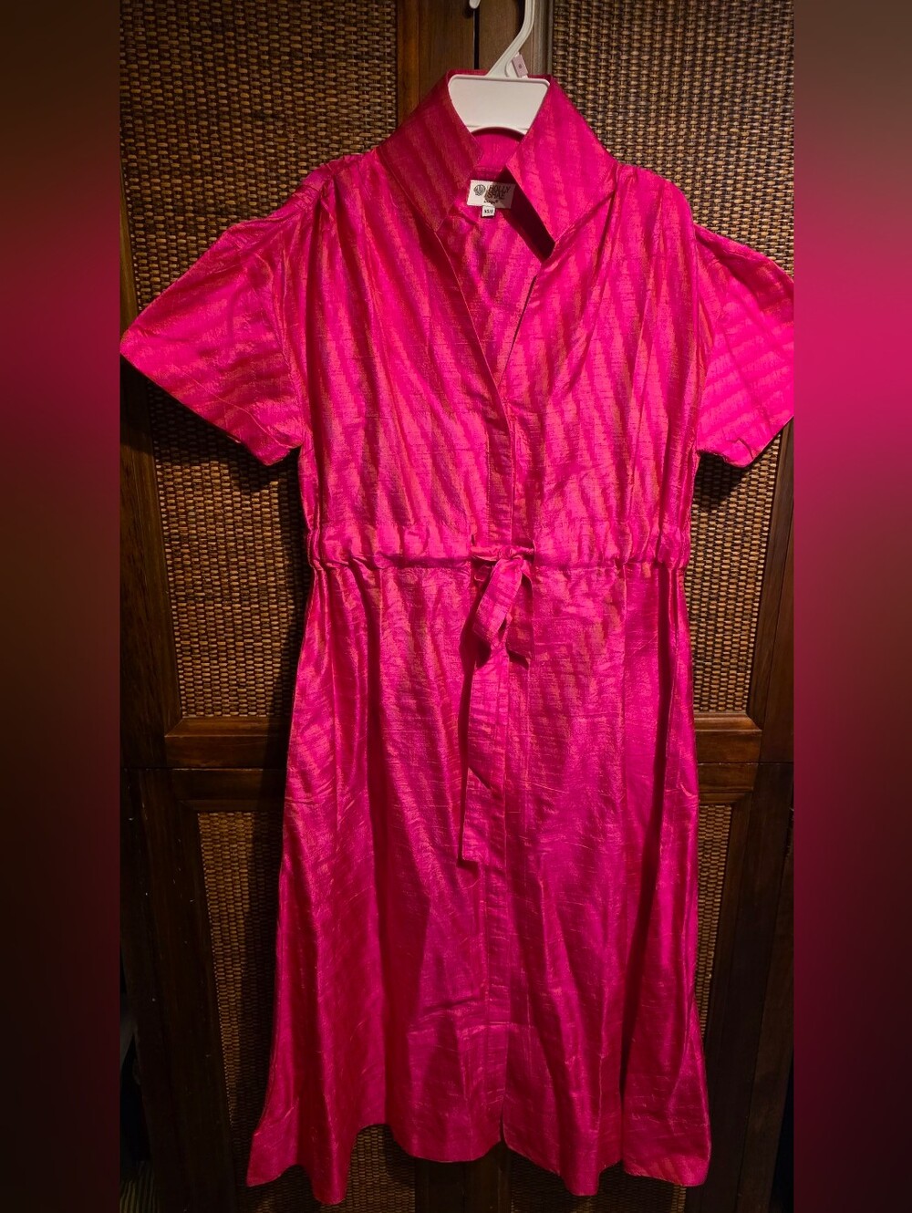 Holly Shae NWOT 100% Silk Bright Hot Pink Midi Dress MRSP $400 21ptp